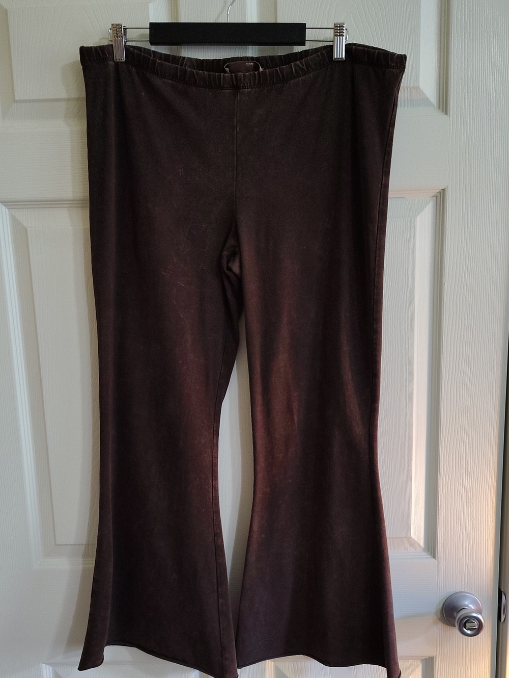 Chatoyant Women's Brown Flare Mineral Washed  Pants  Classic Pull-On Style